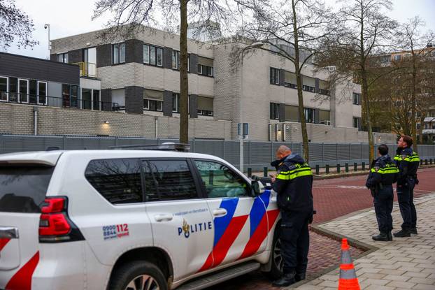 Police cordon the area around a Jewish school following an explosion, in Amsterdam