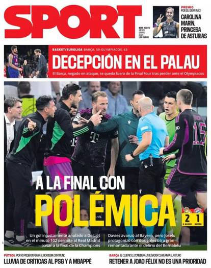 Katalonske novine: 'Bayernu je nepravedno poništen gol protiv Reala! Velika pogreška sudaca'