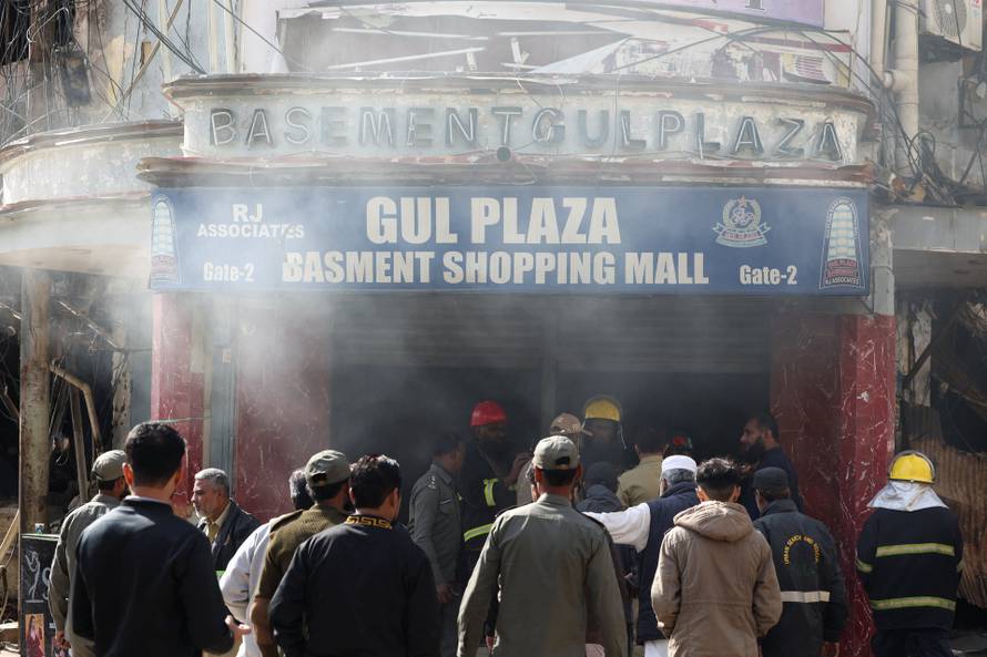 Aftermath of fire in a shopping mall in Karachi