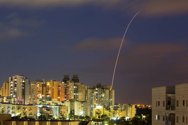 A streak of light is seen as Israel