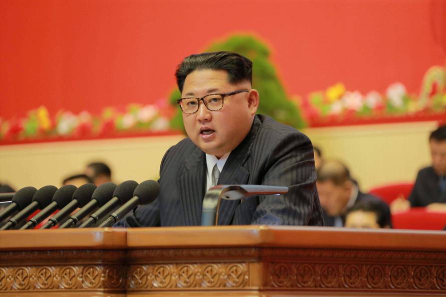 North Korean leader Kim Jong Un speaks during the Workers' Party Congress in Pyongyang 