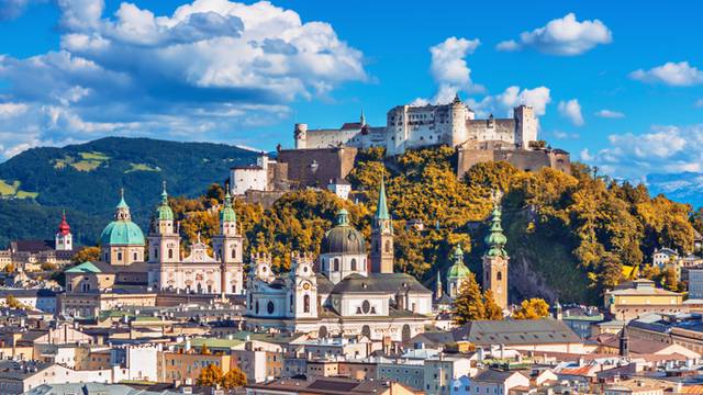 Beautiful,View,On,Salzburg,Skyline,With,Festung,Hohensalzburg,Herriage,In
