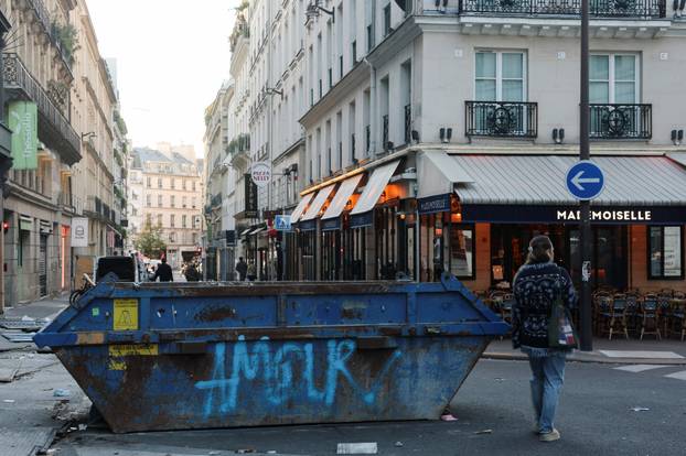 Aftermath of clashes during a national day of protests against the cost of living and rising fuel prices, in Paris