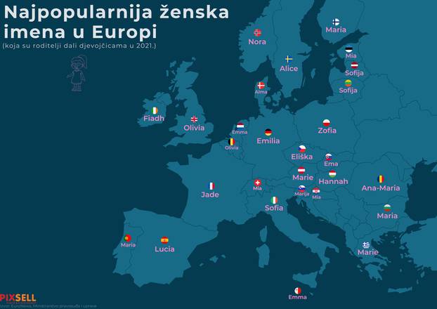 Infografika: Koja su najpopularnija ženska imena u Europi