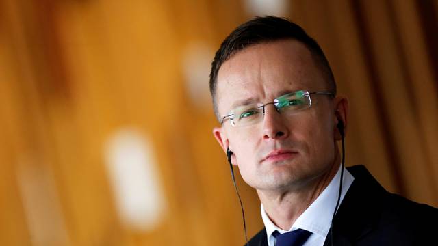 FILE PHOTO: Hungarian Foreign Minister Peter Szijjarto attends a news conference at the Itamaraty Palace in Brasilia