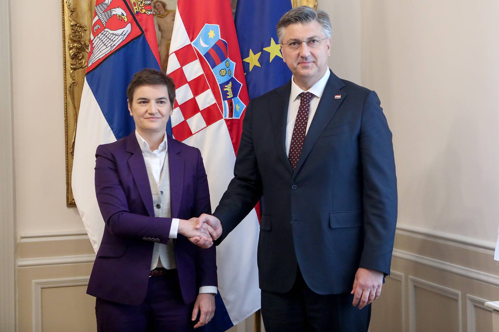 Zagreb: Premijer Plenković sastao se sa srpskom premijerkom Anom  Brnabić u Banskim dvorima 