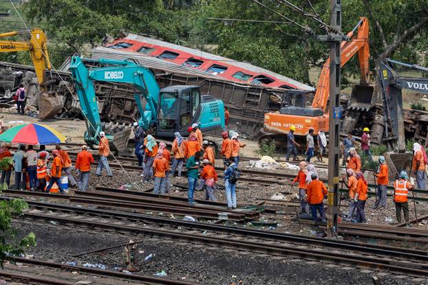 Aftermath of a train crash in India