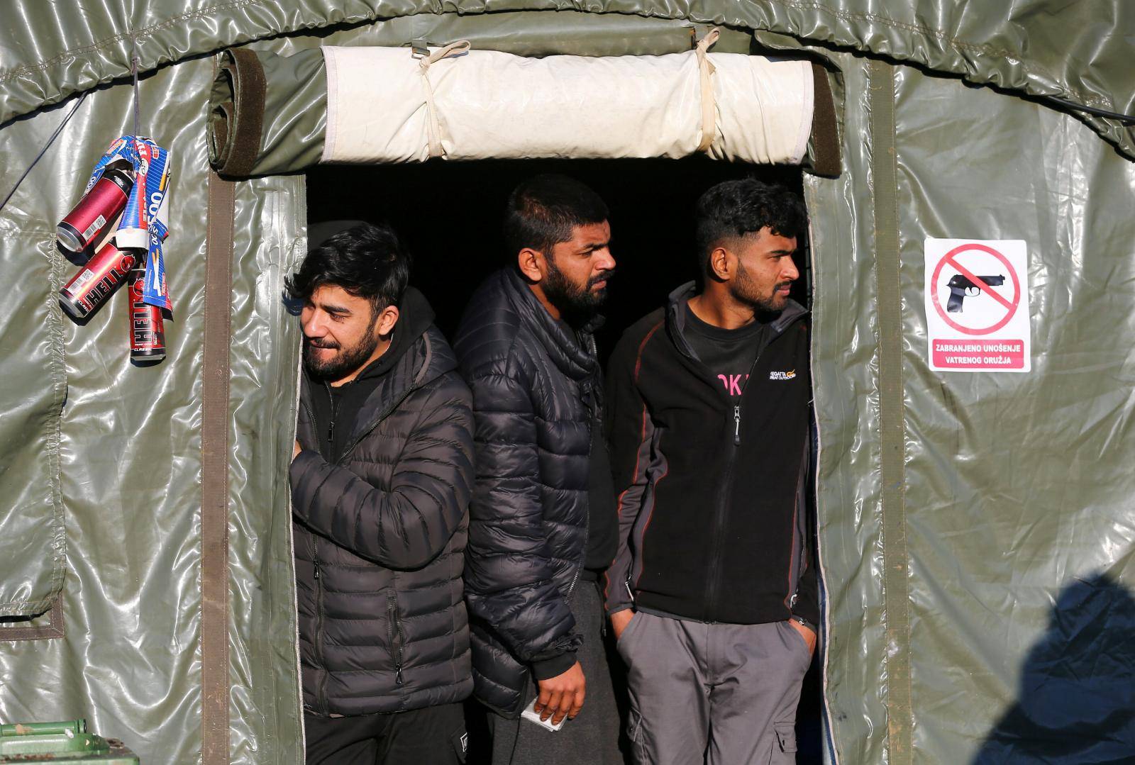 Migrants are seen in migrant camp Lipa near Bihac