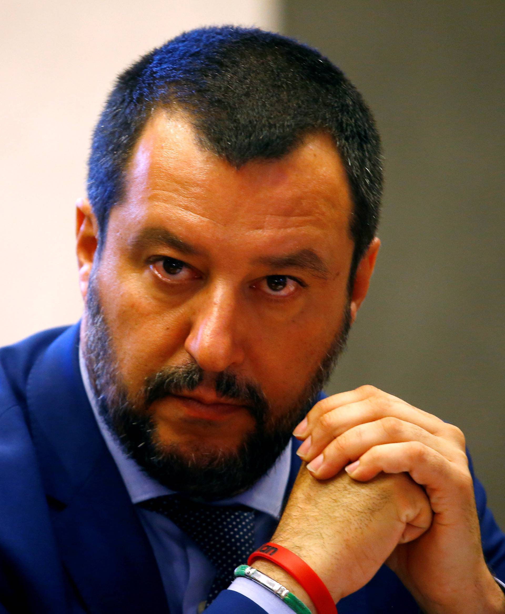 FILE PHOTO: FILE PHOTO: Italy's Interior Minister Matteo Salvini looks on during news conference