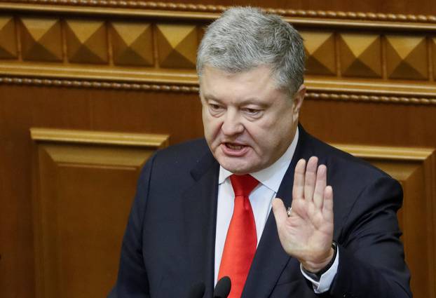 Ukrainian President Poroshenko speaks during a parliament session in Kiev