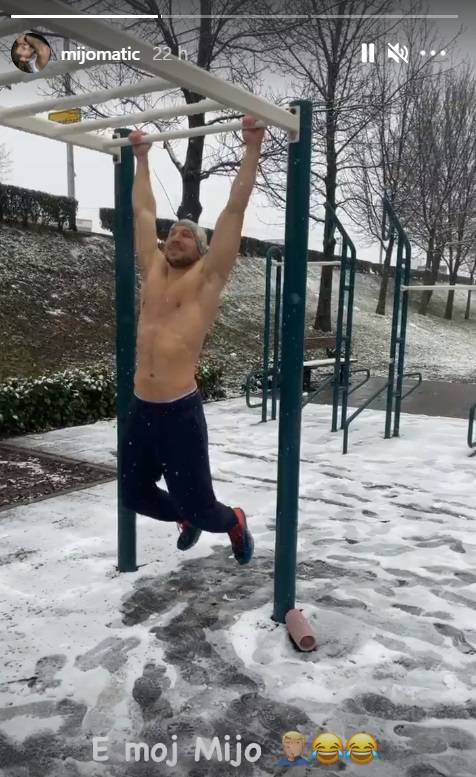 Golica maštu i zimi: Mijo izašao na trening po snijegu bez majice