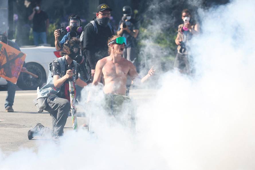 Protest against federal immigration sweeps, in Los Angeles