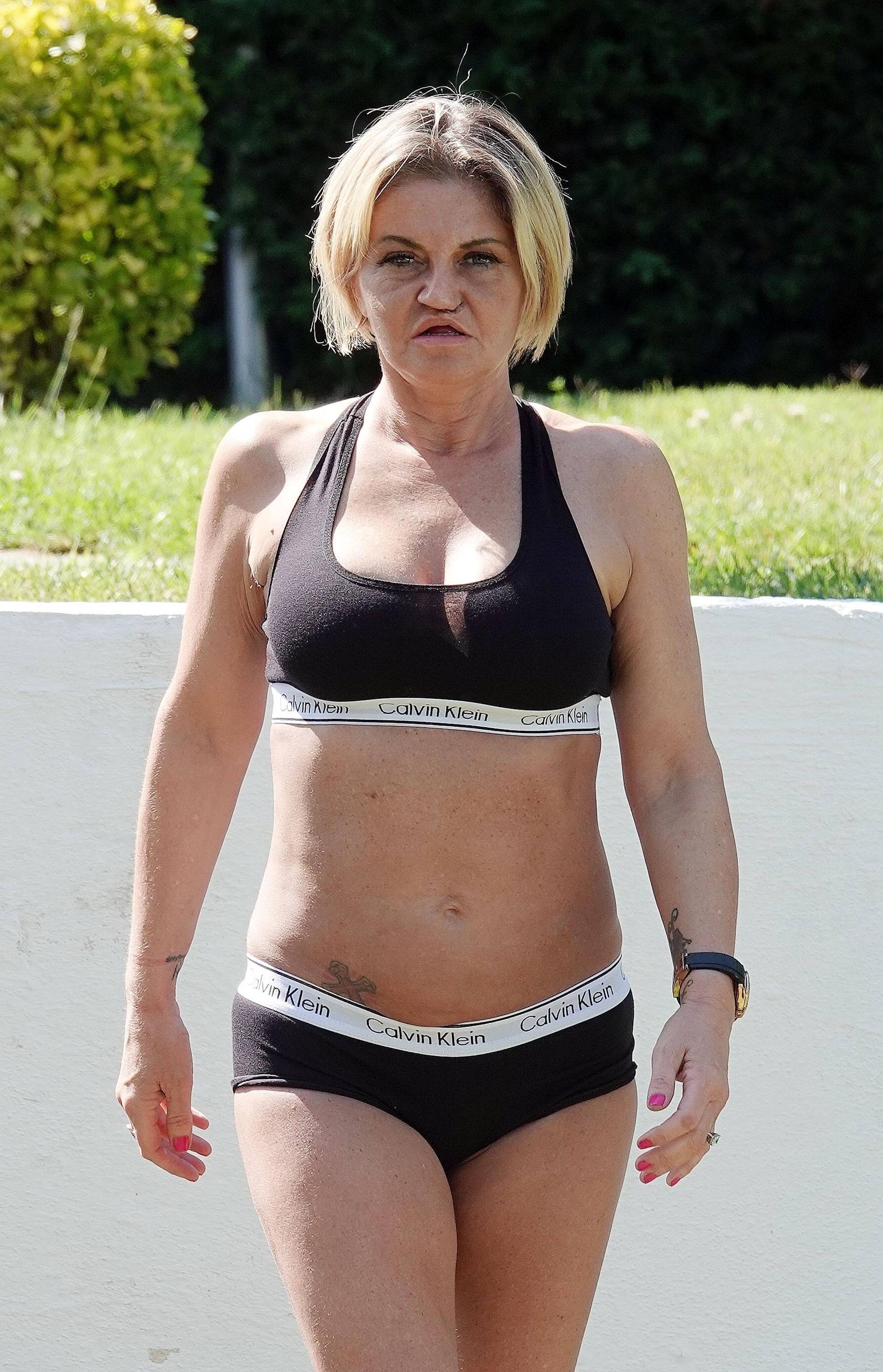 *PREMIUM-EXCLUSIVE* *MUST CALL FOR PRICING* Former Eastenders soap star Danniella Westbrook enjoying some yoga as she's pictured working out while on a sunshine break in Antalya.