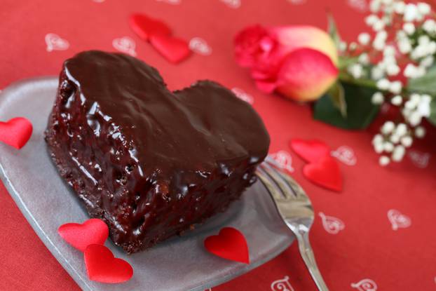 Heart shaped chocolate cake