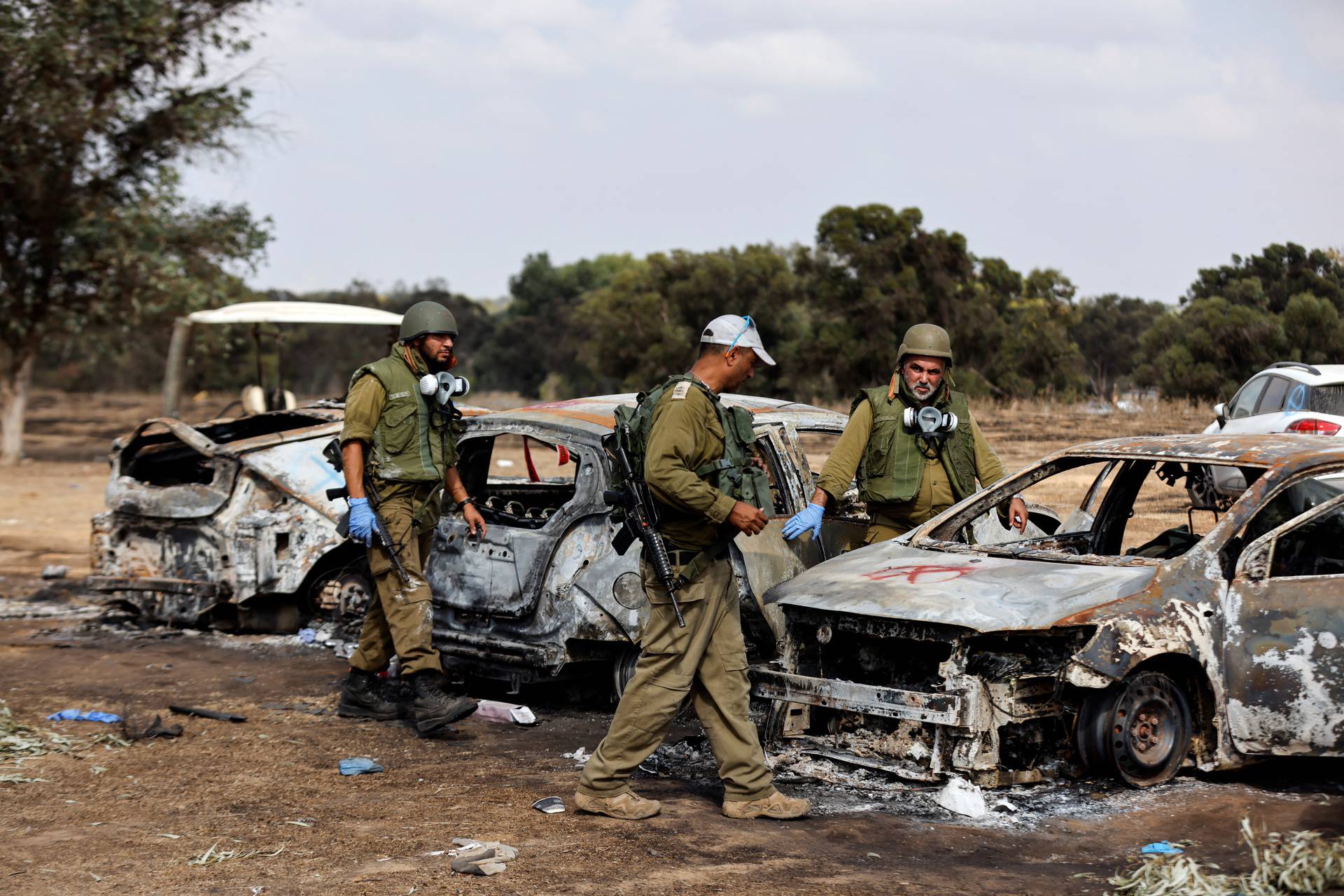 Aftermath of an attack on the Nova Festival by Hamas gunmen from Gaza near Israel's border with the Gaza Strip, in southern Israel