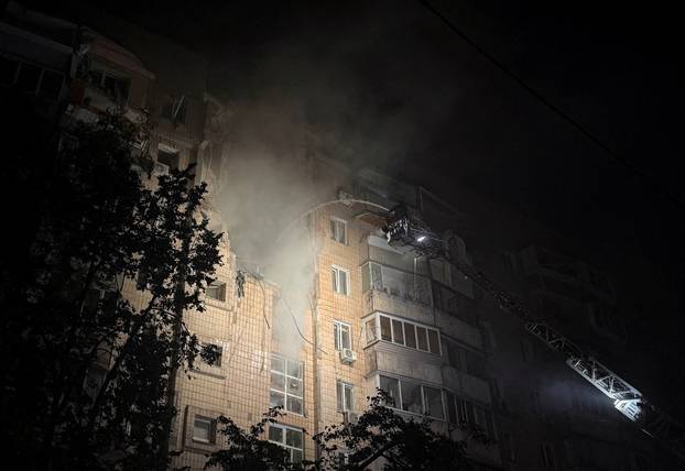 Russian drone and missile strike in Kyiv