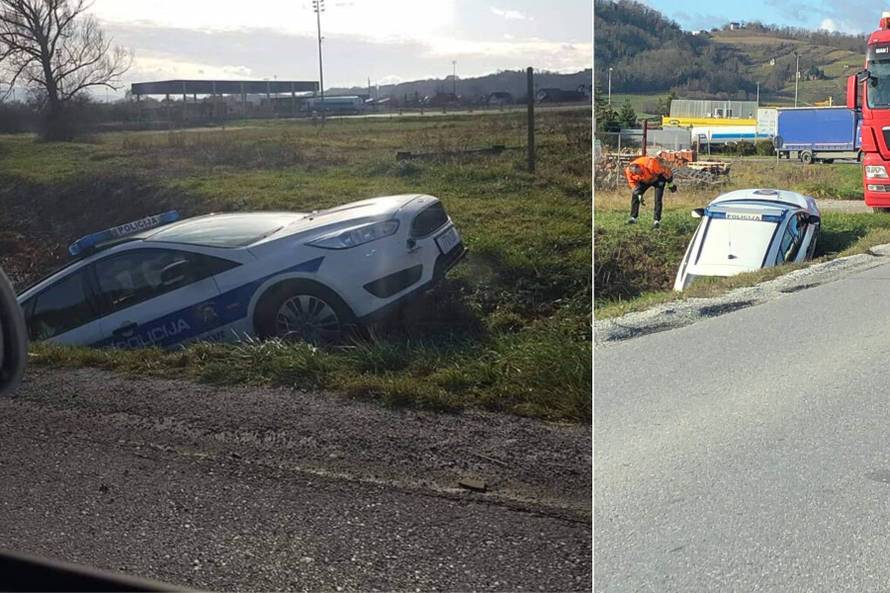 Policijski automobil 'parkirao' u jarak: 'Dobro su se sakrili'