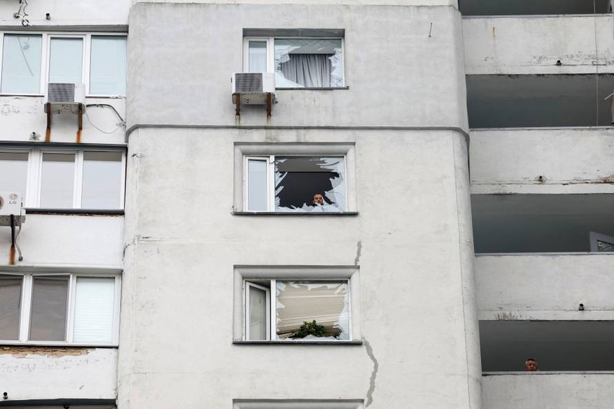 Aftermath of a Russian drone strike in Kyiv