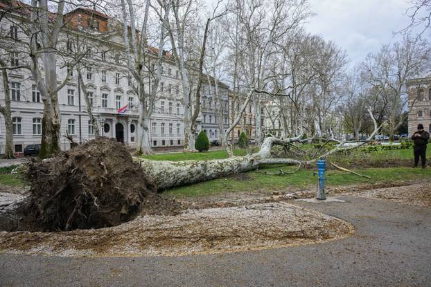 Zagreb: Posljedice nevremena na Zrinjevcu