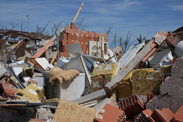 Aftermath of a tornado in Pomas in the Aude region of southern France