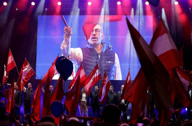 Head of Freedom Party (FPOe) Herbert Kickl attends their final election rally in Vienna