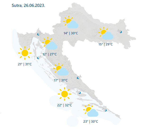 Ponedjeljak sunčan i topao, a od utorka stiže promjena: Kiša, povremeni pljusak i grmljavina