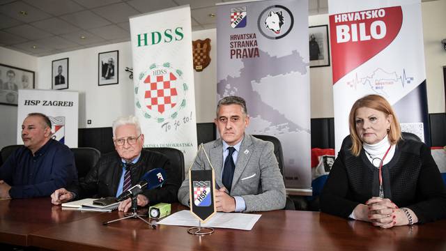 Zagreb: Predstavljanje predizborne koalicije Hrvatske stranke prava, Hrvatskog bila i Hrvatske demokratske seljačke stranke 