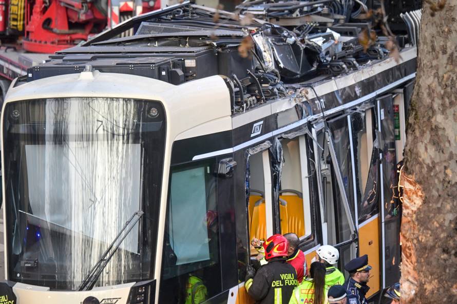 Aftermath of tram derailment in Milan