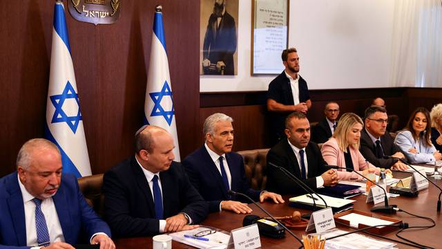 Israeli Prime Minister Yair Lapid holds a special cabinet meeting to approve U.S.-brokered deal setting a maritime border between Israel and Lebanon