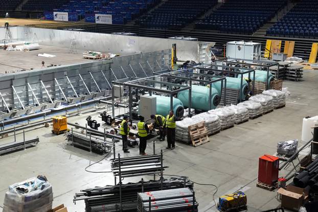 Obilazak Beogradske arene u kojoj  se  postavlja  bazena u kome će se igrati utakmice 37. EP u vaterpolu 