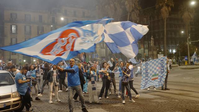 Serie A - Napoli fans celebrate winning Serie A