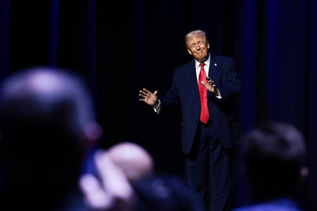U.S. President Trump delivers remarks at The Detroit Economic Club in Detroit