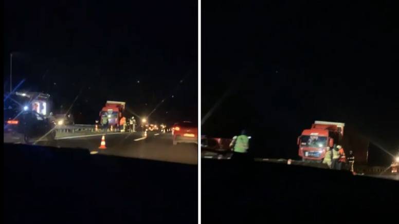 VIDEO Vozač se kamionom zabio u ogradu nasred autoceste A3