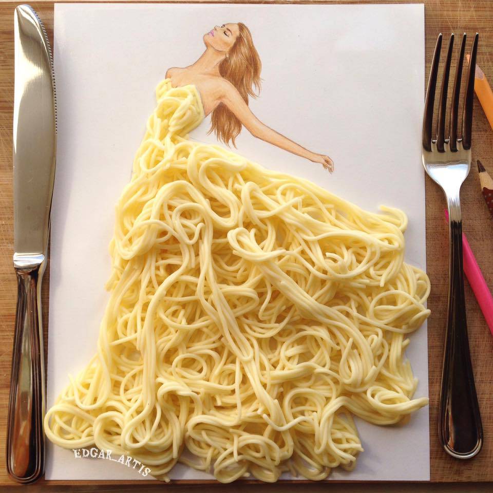Skice za haljine radi od svega - špageta, paprike, vafla, šibica...