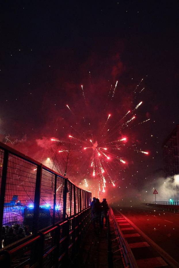 Demonstrators protest the 2026 Winter Olympics in Milan