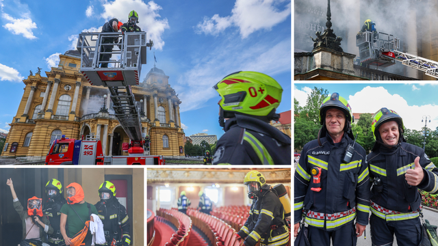 FOTO Vatrogasci u Zagrebu proveli vježbu spašavanja iz Hrvatskog narodnog kazališta