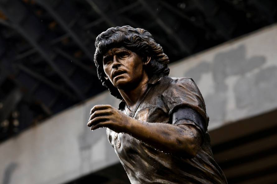 A statue of Argentinean soccer legend, Diego Armando Maradona, is unveiled in Naples