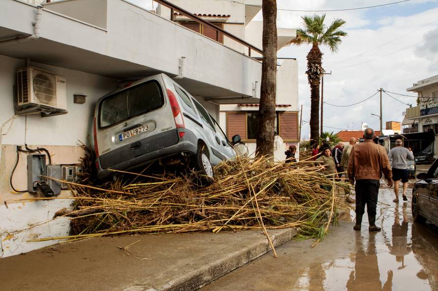 Storm Bora floods homes and streets in the Greek island of Rhodes