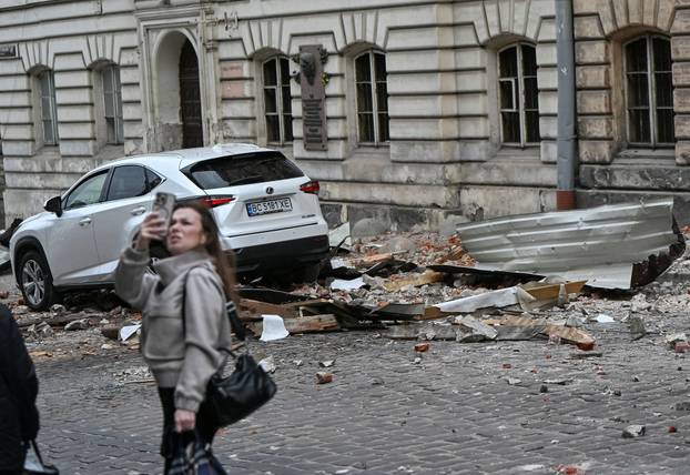 Aftermath of Russian drone strikes in Lviv