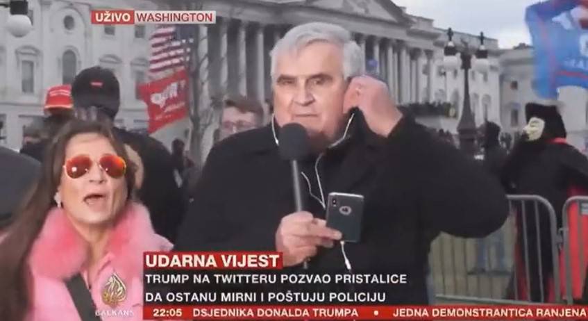 Prosvjednici okružili reportera Ivicu Puljića u Washingtonu, a svi pričaju o njegovoj reakciji