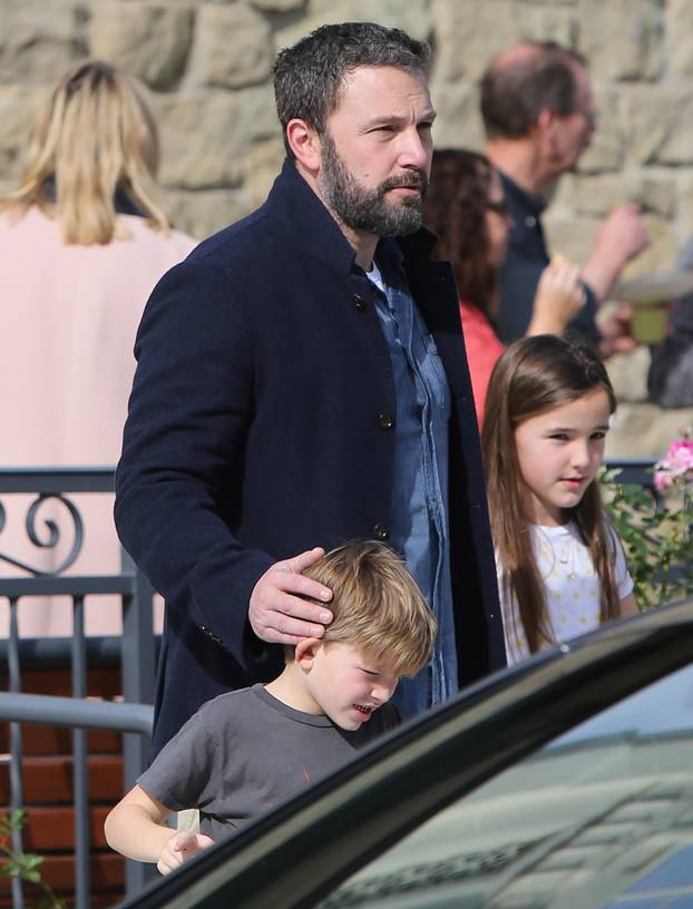 Ben Affleck and ex-wife Jennifer Garner at Church with their children in Los Angeles