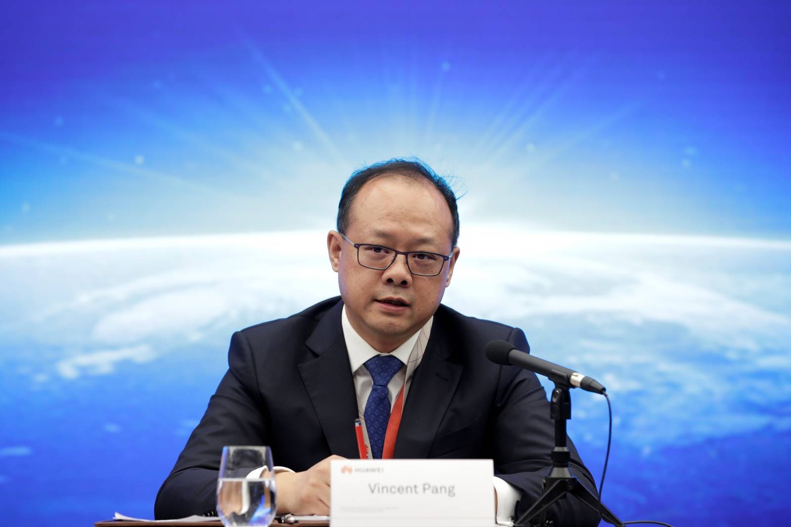 Huawei's Western Europe President Pang attends a news conference in Shenzhen
