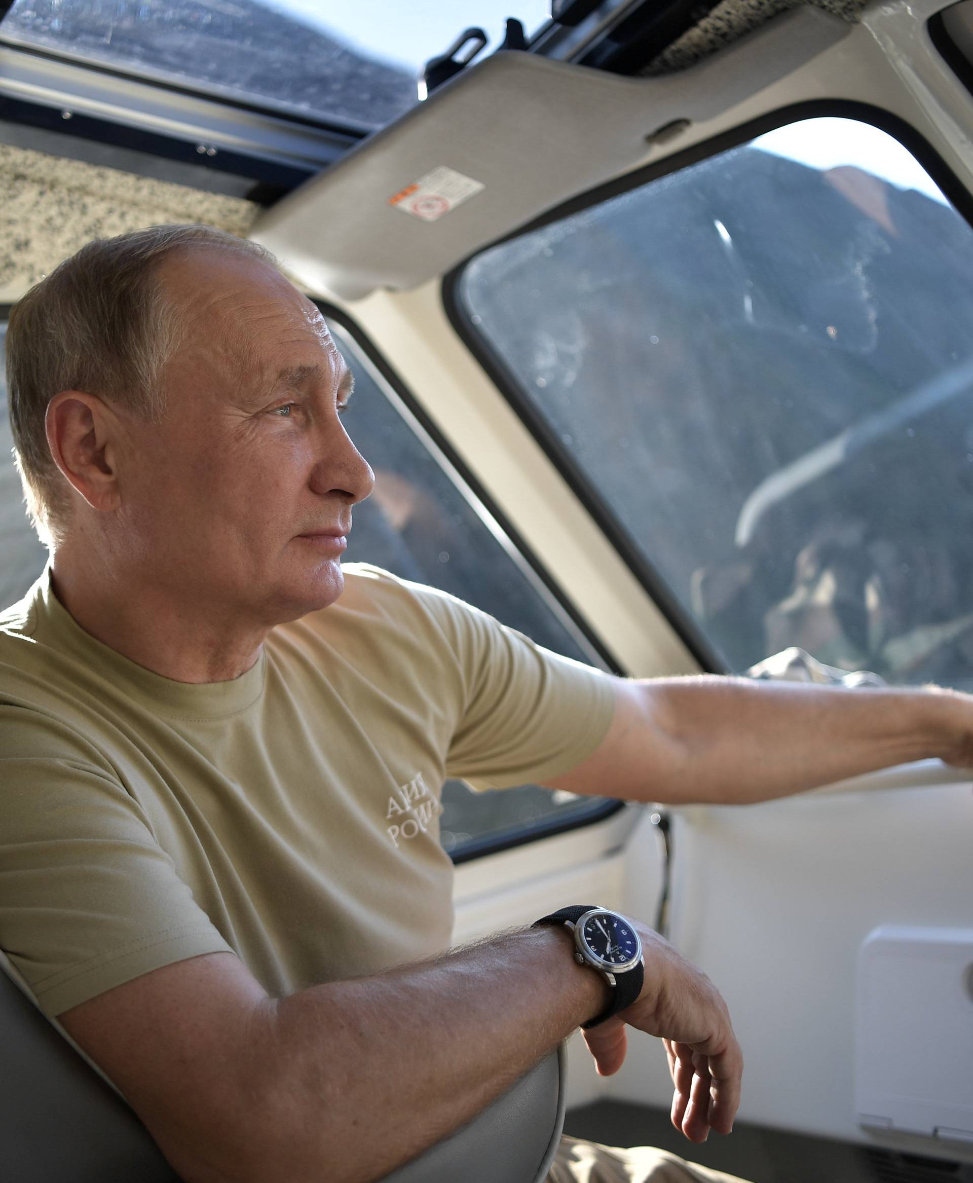 Russia's President Putin is seen during his vacation in the Republic of Tyva