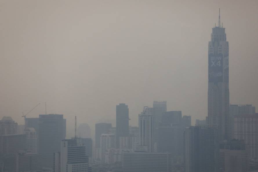 Skyline is seen through polluted air during in Bangkok