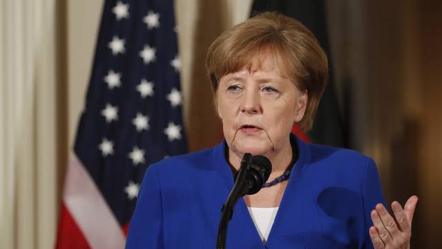 U.S. President Trump and German Chancellor Merkel hold joint news conference at the White House in Washington