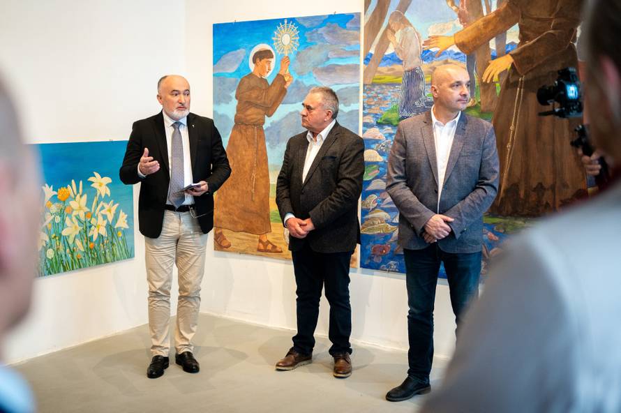 Zagreb: Otvorenje izložbe Tomislava Buntaka na kojoj predstavlja oltarni poliptih izrađen za crkvu sv. Antuna Padovanskog