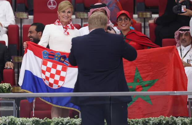 KATAR 2022 - Kolinda Grabar Kitarović na stadionu prati utakmicu Hrvatske i Maroka