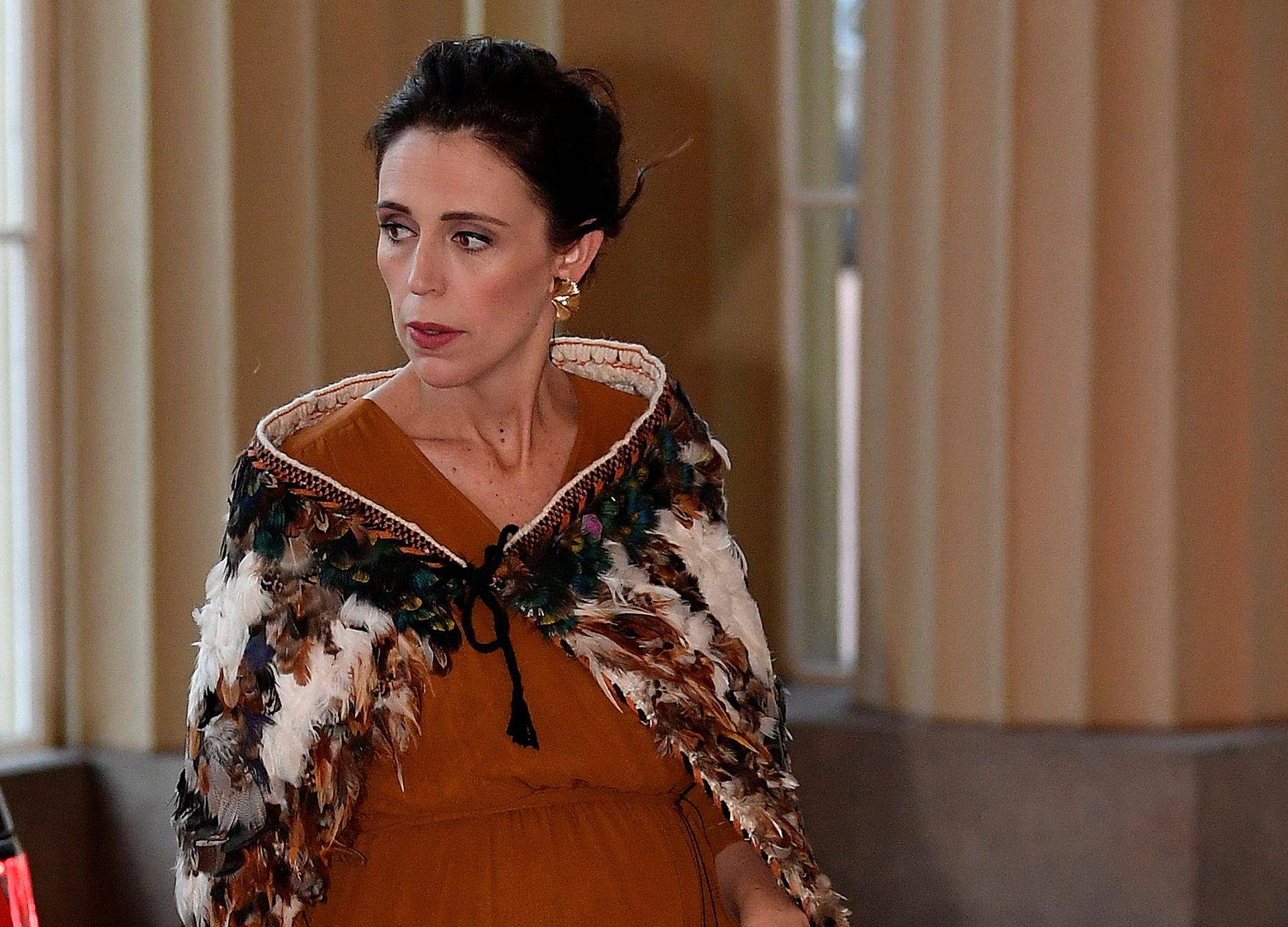 New Zealand's Prime Minister Ardern arrives for The Queen's Dinner during the Commonwealth Heads of Government Meeting at Buckingham Palace in London, Britain