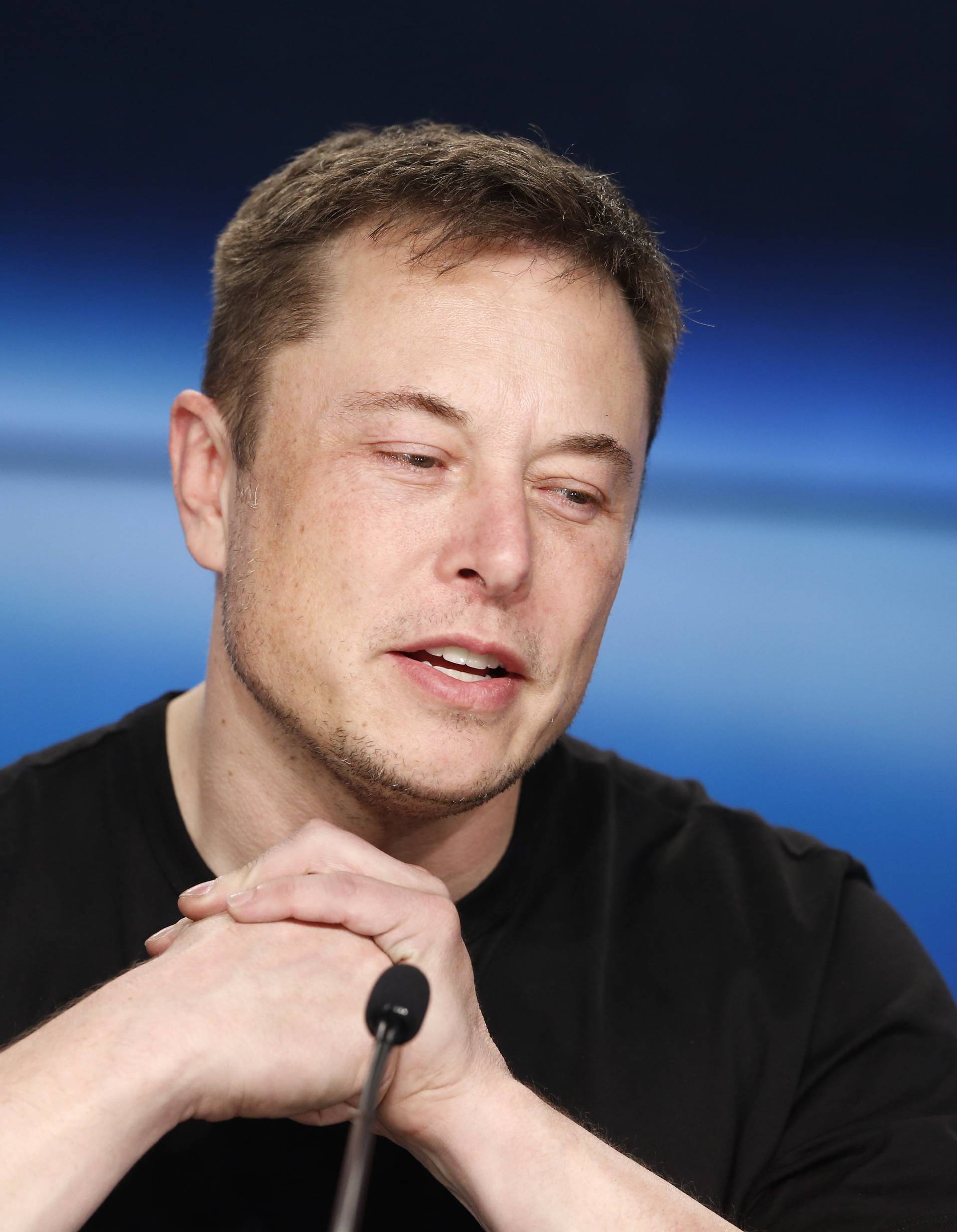 SpaceX founder Musk speaks at a press conference following the first launch of a SpaceX Falcon Heavy rocket in Cape Canaveral