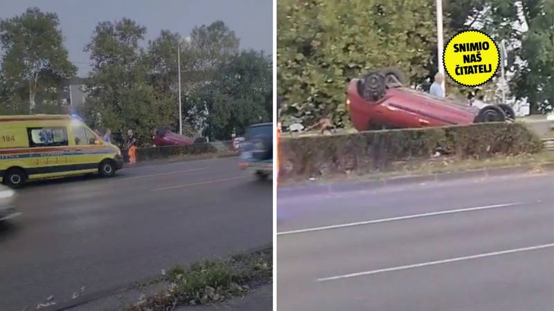 VIDEO Auto završio na krovu na tramvajskoj pruzi u Zagrebu!
